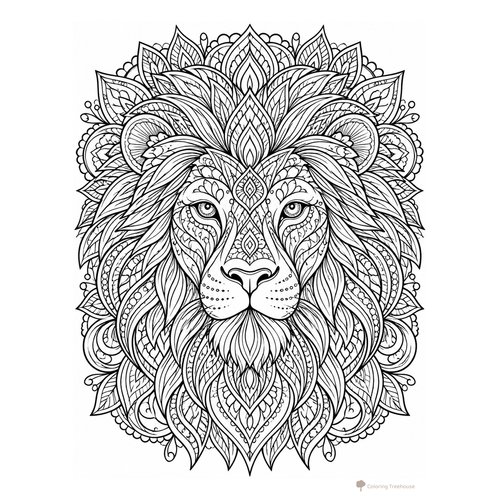 Lion Mandala Coloring Page