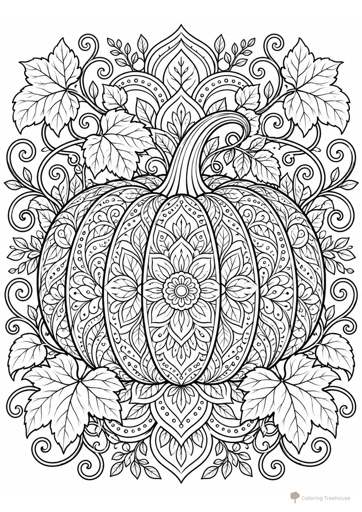 Pumpkin Mandala Coloring Page