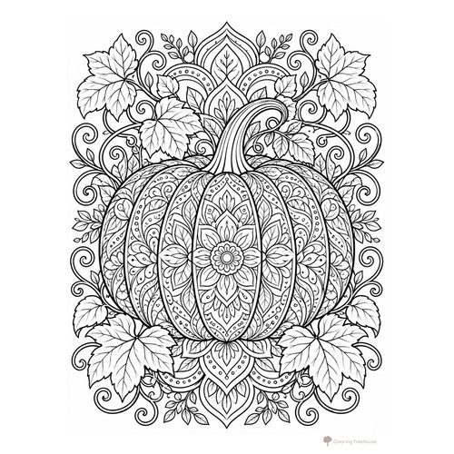 Pumpkin Mandala Coloring Page