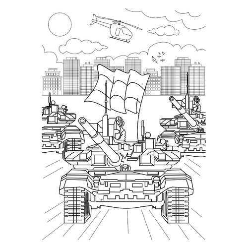 Tanks in Parade Coloring Page free printable Victory Day Coloring Pages coloring page