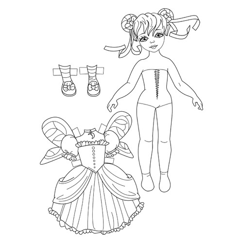 Página para colorear: Muñeca de papel — niña hada Verónica dibujo para colorear gratis de Páginas para colorear «Muñecas de papel»