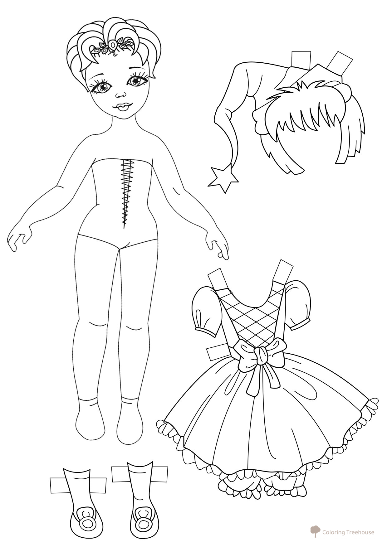 Coloring Page: Paper Doll Girl Maria free printable Paper Doll Coloring Pages coloring page