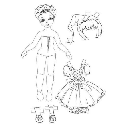 Coloring Page: Paper Doll Girl Maria free printable Paper Doll Coloring Pages coloring page