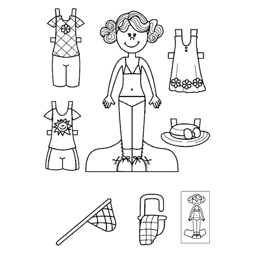 Página para colorear: Muñeca de papel Anfisa con una red dibujo para colorear gratis de Páginas para colorear «Muñecas de papel»