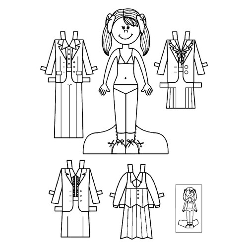 Vasilisa the Schoolgirl Paper Doll Coloring Page free printable Paper Doll Coloring Pages coloring page