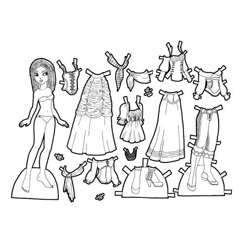 Gypsy Paper Doll Coloring Page free printable Paper Doll Coloring Pages coloring page