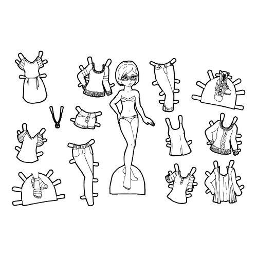 Autumn Paper Doll Coloring Page free printable Paper Doll Coloring Pages coloring page