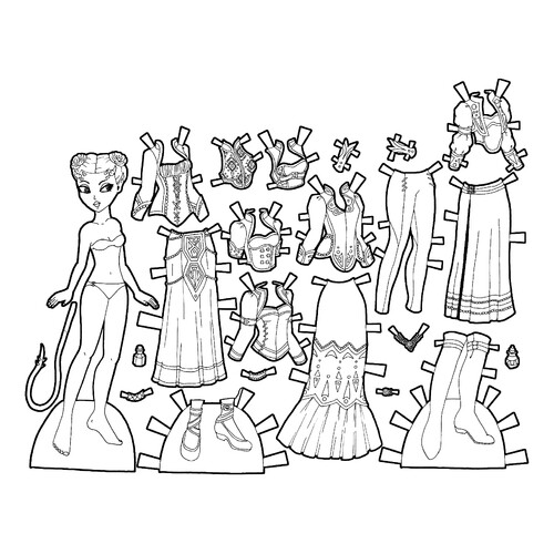Arabian Style Paper Doll Coloring Page free printable Paper Doll Coloring Pages coloring page