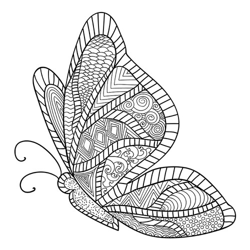 Раскраска Бабочка dibujo para colorear gratis de Complejas y bellas hojas para colorear de animales, aves, peces e insectos