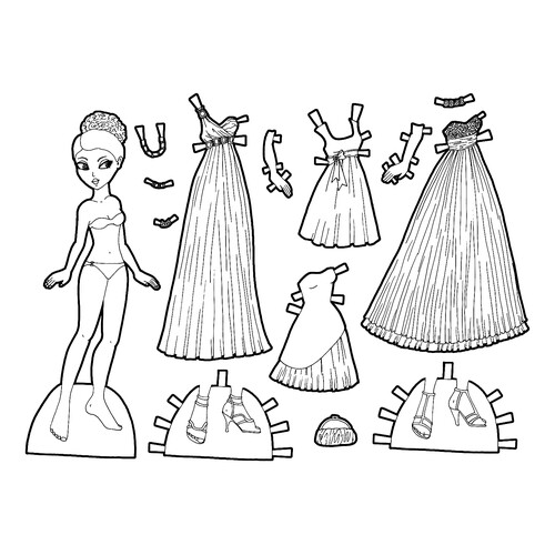 Printable Paper Doll Coloring Page with Clothing and Jewels free printable Paper Doll Coloring Pages coloring page