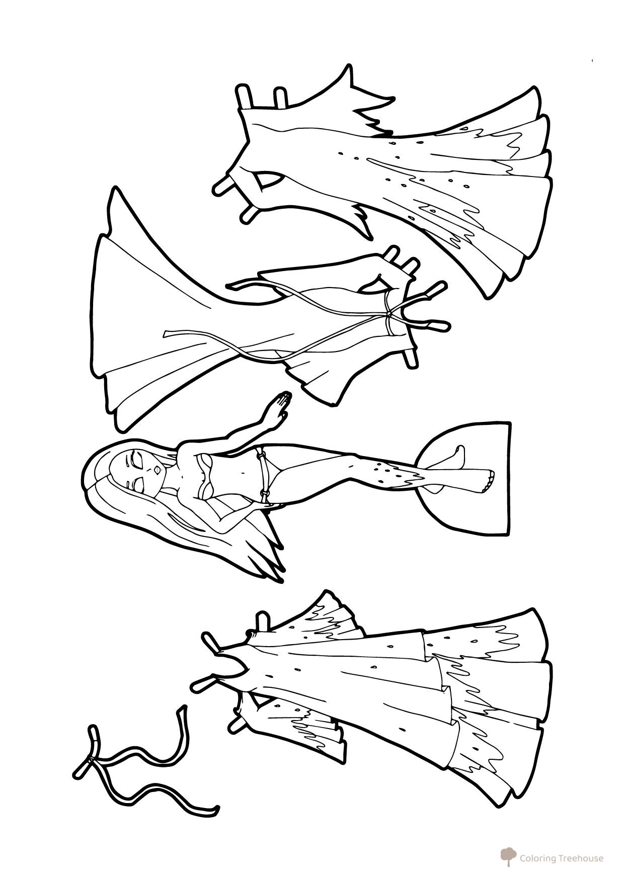 Halloween Paper Doll Coloring Page free printable Paper Doll Coloring Pages coloring page