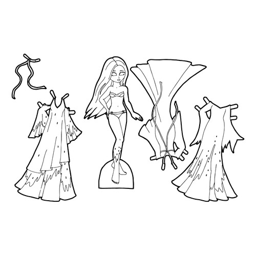 Halloween Paper Doll Coloring Page free printable Paper Doll Coloring Pages coloring page