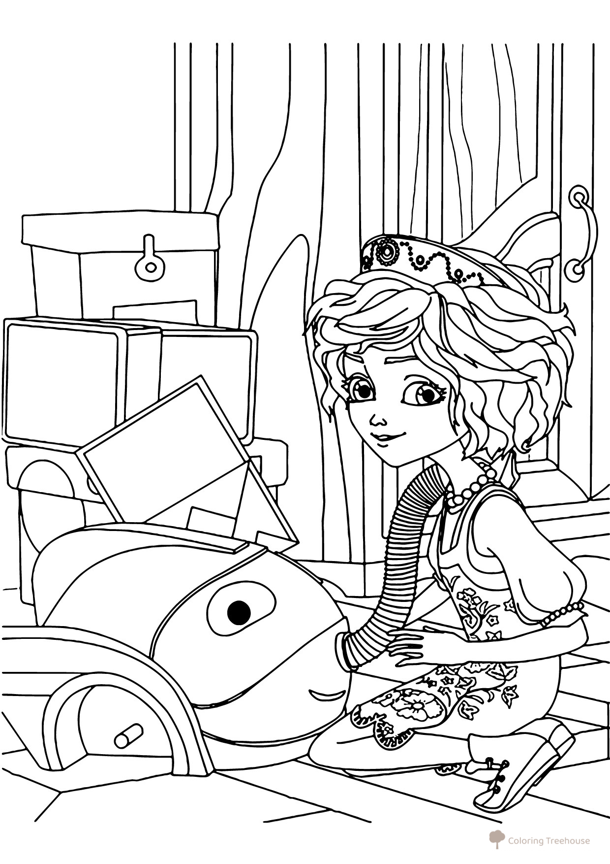 Página para colorear: Princesa Varvara la Hermosa — Trenza Larga dibujo para colorear gratis de Páginas para colorear de Tsarevny — Princesas