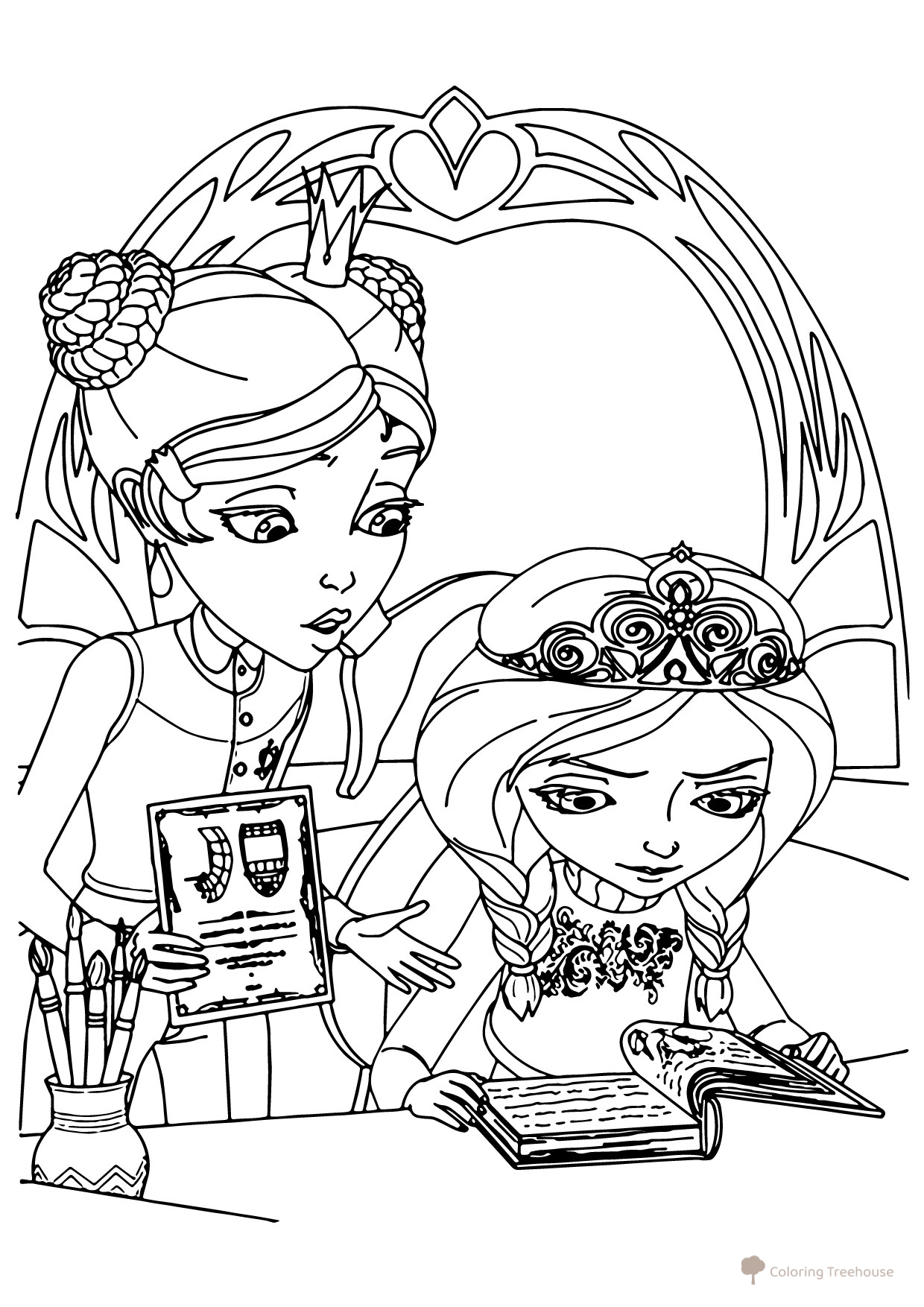 Tsarevna Dasha and Alyonka Coloring Page free printable Princess Coloring Pages coloring page