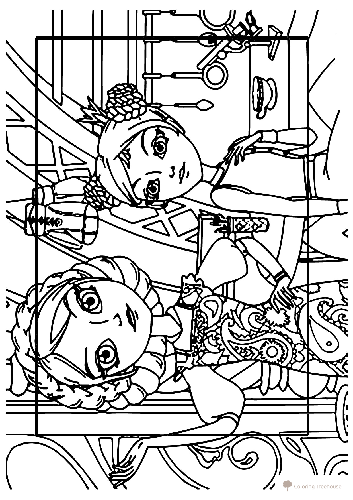 Página para colorear Princesas Dashka y Vasilisa dibujo para colorear gratis de Páginas para colorear de Tsarevny — Princesas