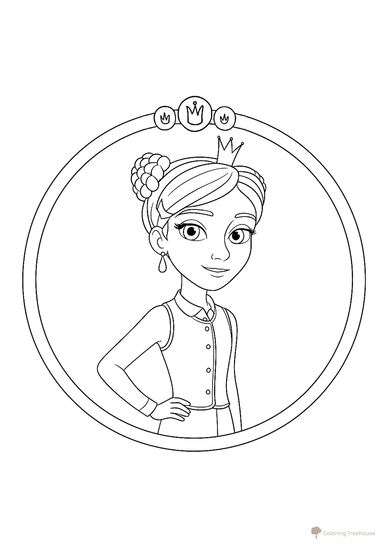 Página para colorear «Retrato de la princesa Dasha» dibujo para colorear gratis de Páginas para colorear de Tsarevny — Princesas