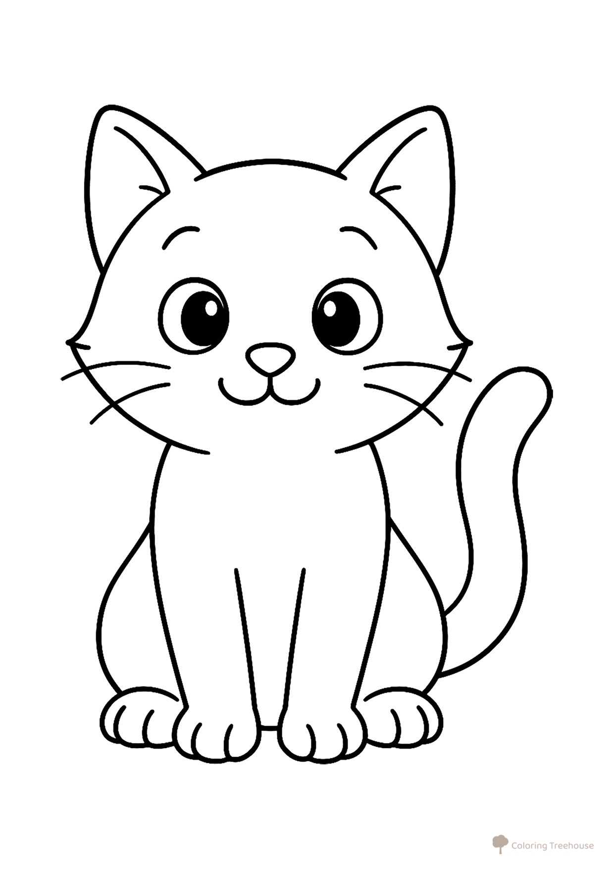 Neat Cat Sitting Coloring Page free printable Cat and Kitten Coloring Pages coloring page