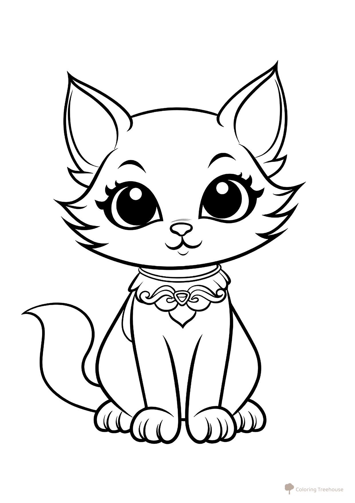 Elegant Aristocratic Cat Coloring Page free printable Cat and Kitten Coloring Pages coloring page