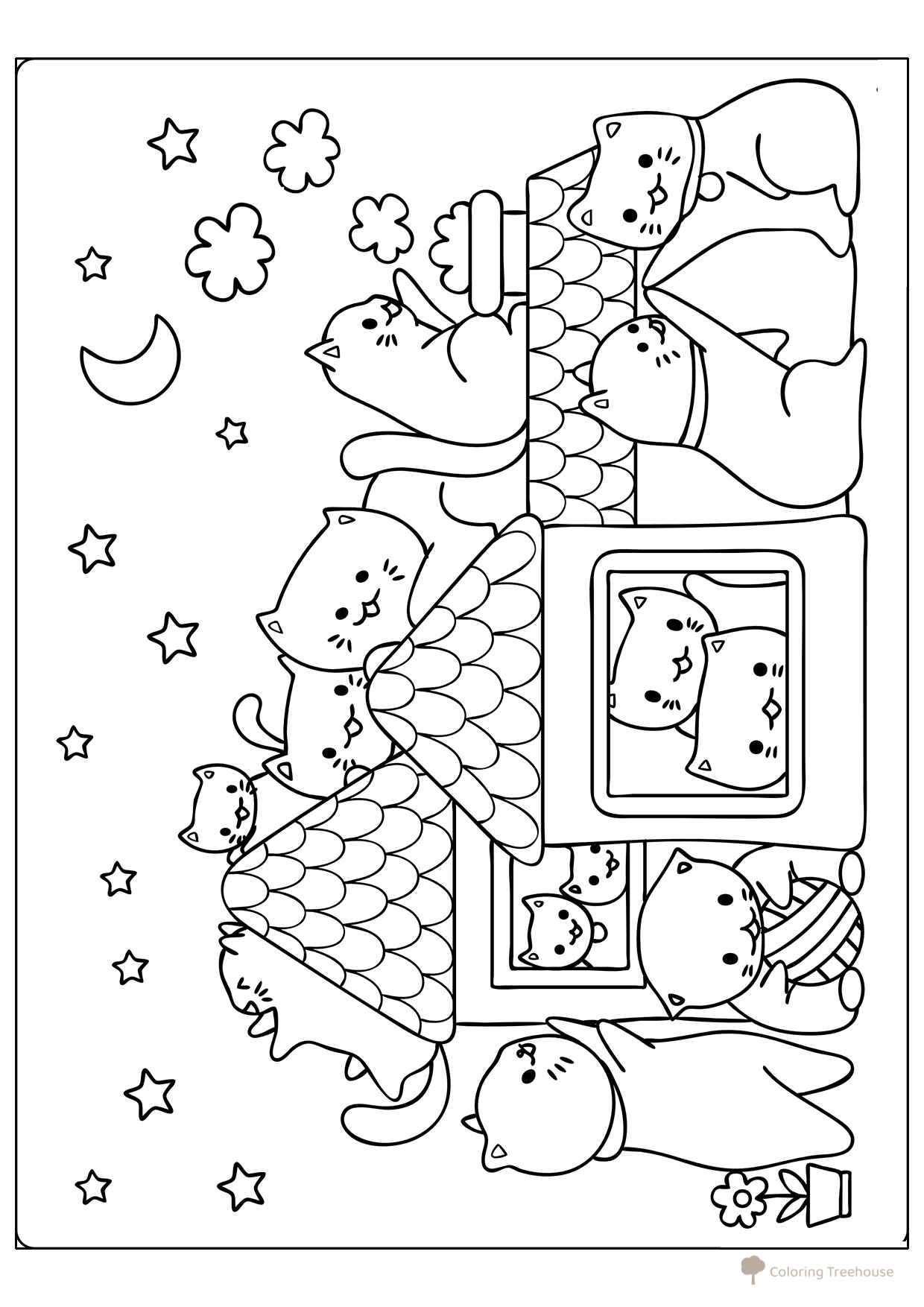 Kitten House Coloring Page free printable Cat and Kitten Coloring Pages coloring page