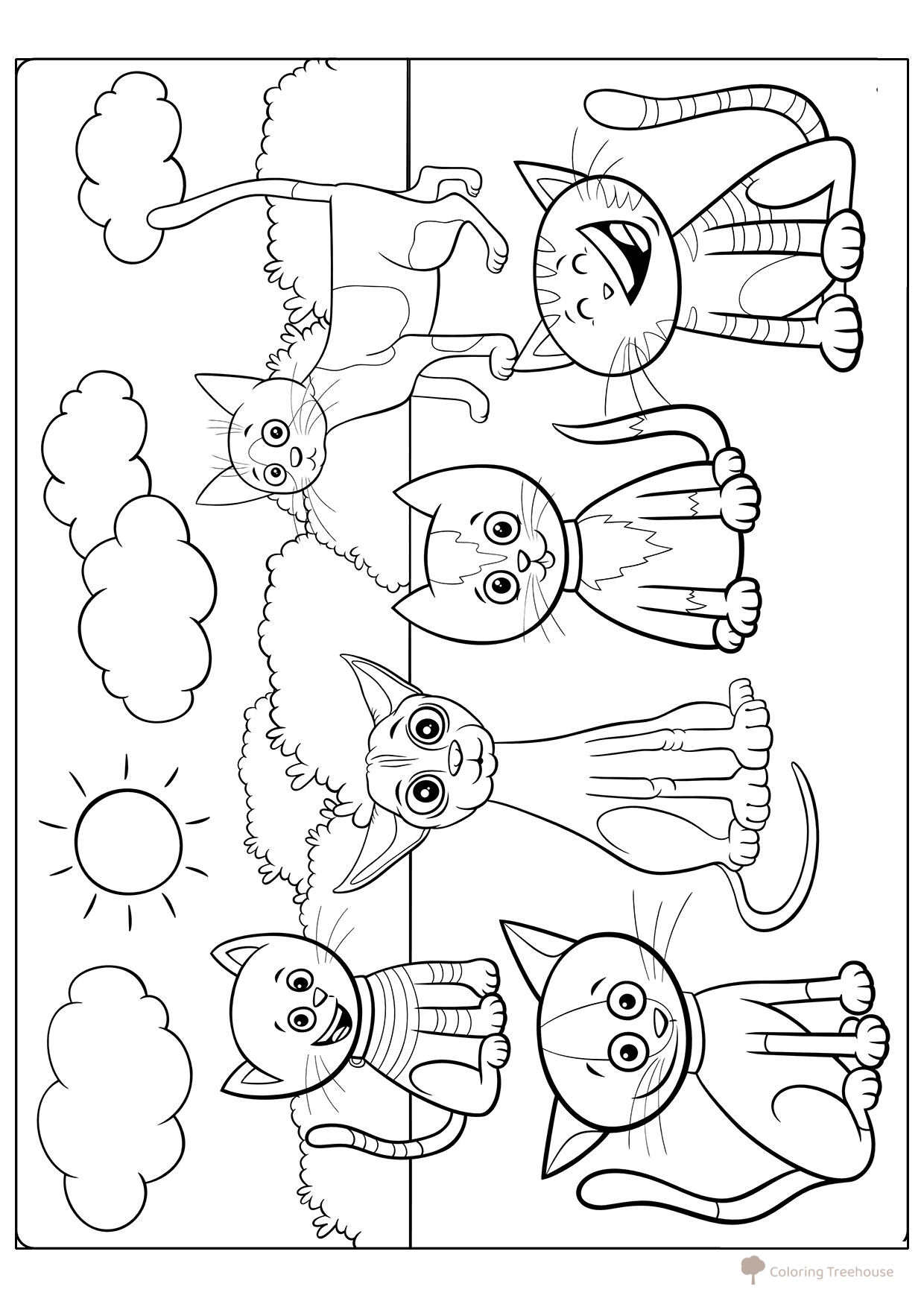Página para colorear: Gatos callejeros dibujo para colorear gratis de Páginas para colorear de gatos, gatas y gatitos