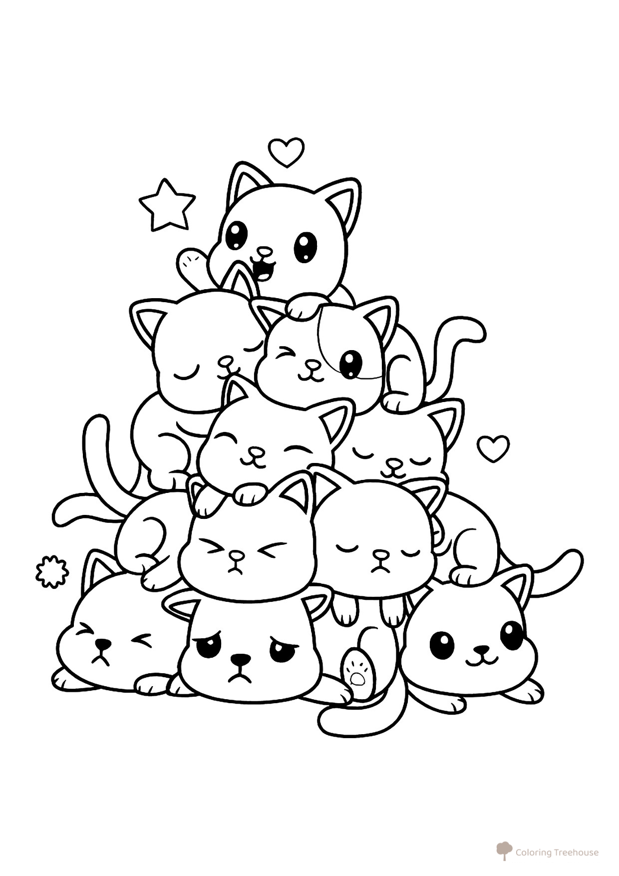 Kitten Mountain Coloring Page free printable Cat and Kitten Coloring Pages coloring page