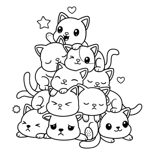 Kitten Mountain Coloring Page free printable Cat and Kitten Coloring Pages coloring page