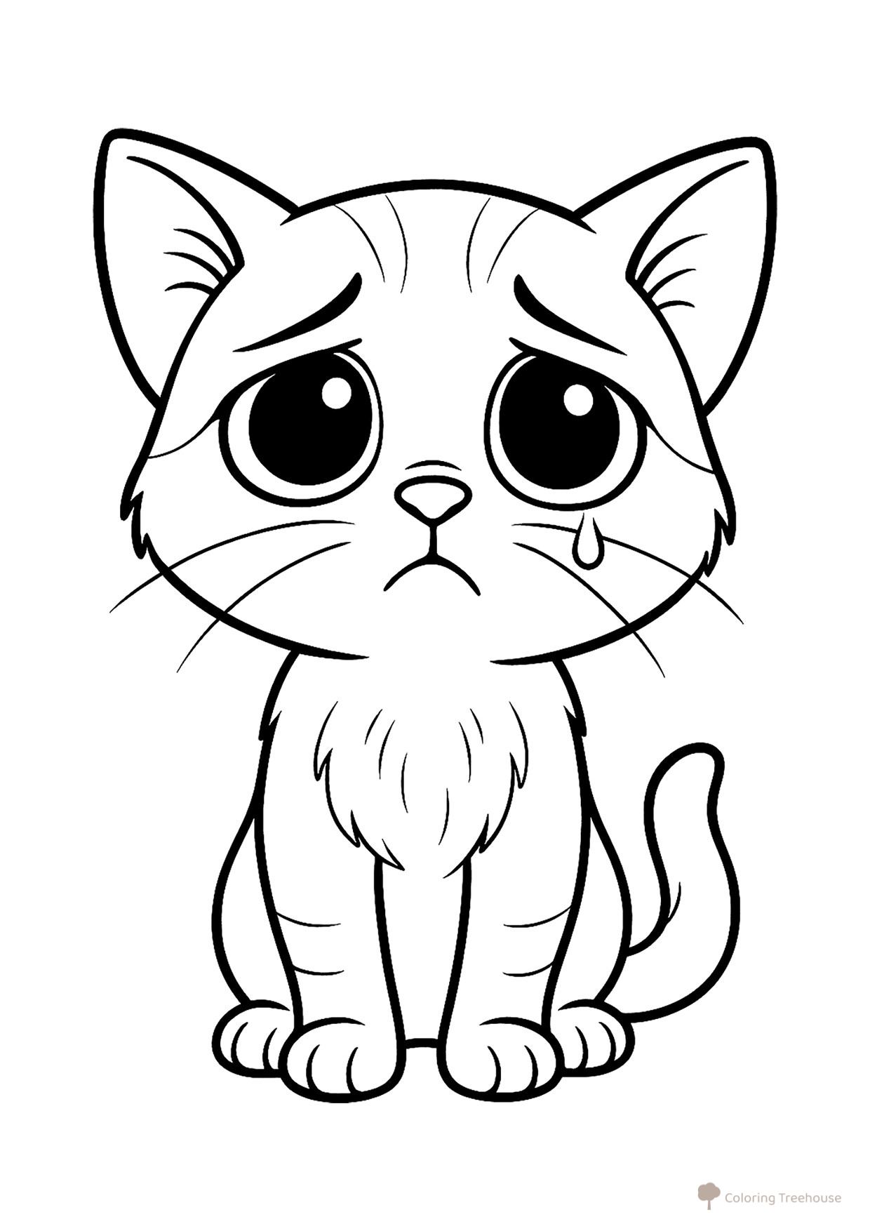Sad Cat Coloring Page free printable Cat and Kitten Coloring Pages coloring page
