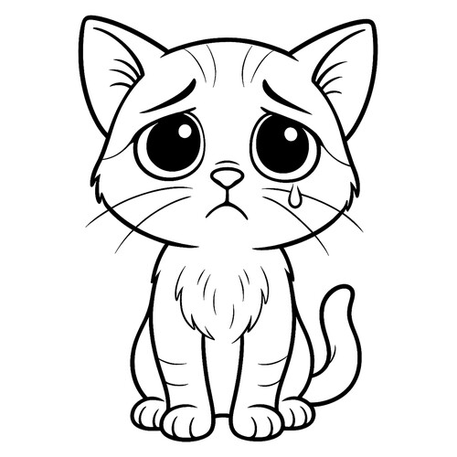 Sad Cat Coloring Page free printable Cat and Kitten Coloring Pages coloring page