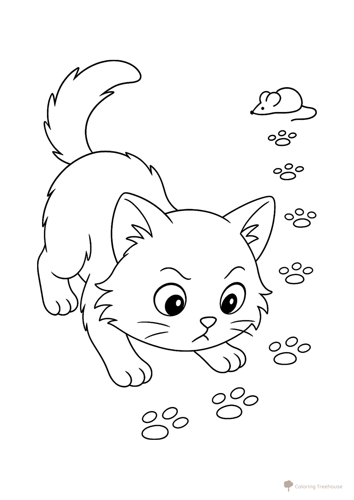 Cat Searching for a Mouse Coloring Page free printable Cat and Kitten Coloring Pages coloring page