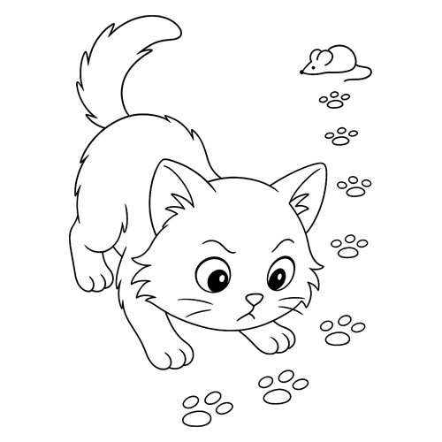 Cat Searching for a Mouse Coloring Page free printable Cat and Kitten Coloring Pages coloring page