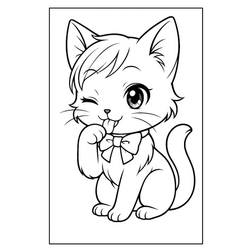 Página para colorear: Gato lamiéndose la pata dibujo para colorear gratis de Páginas para colorear de gatos, gatas y gatitos
