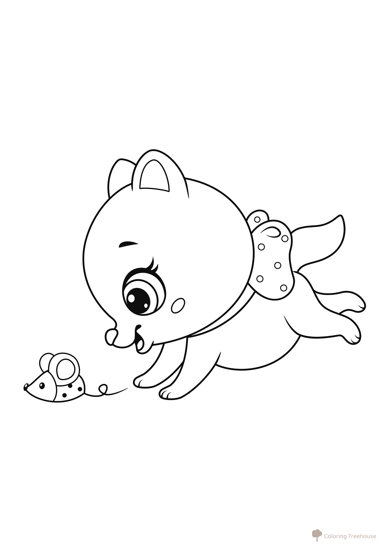 Página para colorear: Gatito y ratoncito dibujo para colorear gratis de Páginas para colorear de gatos, gatas y gatitos