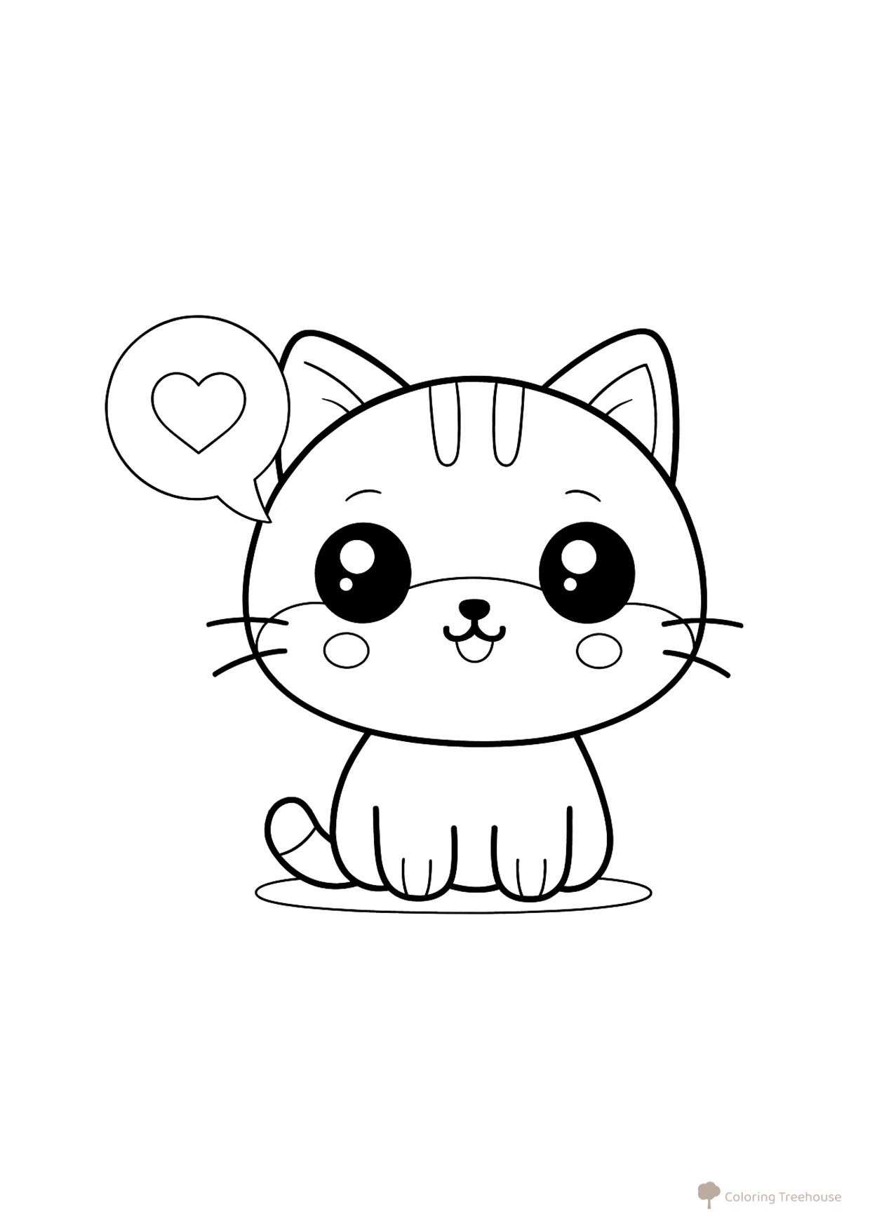 Página para colorear «Gatito enviando un corazón» dibujo para colorear gratis de Páginas para colorear de gatos, gatas y gatitos