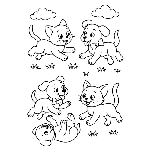 Cats and Dogs Coloring Pages free printable Cat and Kitten Coloring Pages coloring page