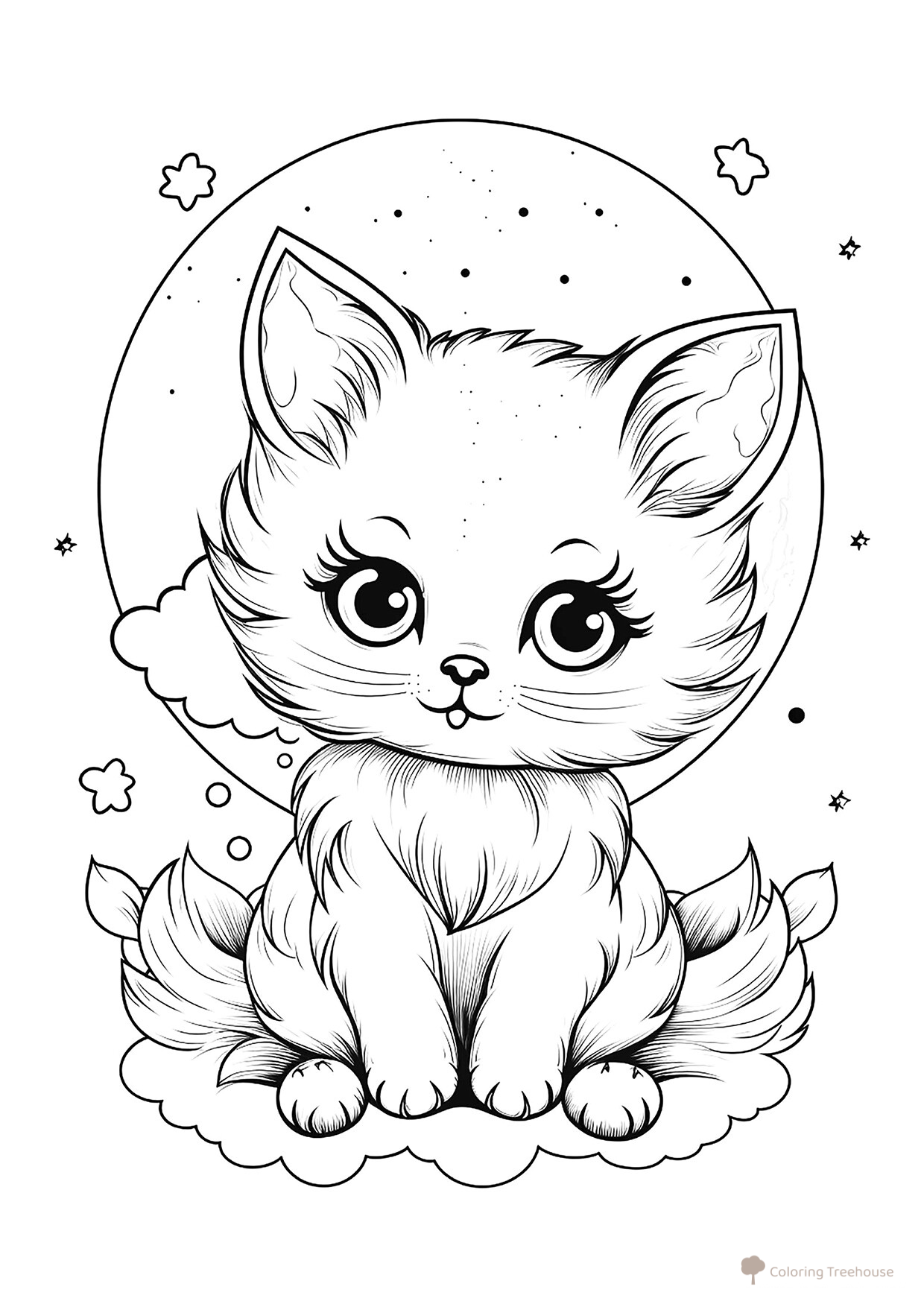 Página para colorear: Linda gatita dibujo para colorear gratis de Páginas para colorear de gatos, gatas y gatitos