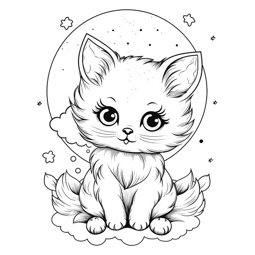 Página para colorear: Linda gatita dibujo para colorear gratis de Páginas para colorear de gatos, gatas y gatitos
