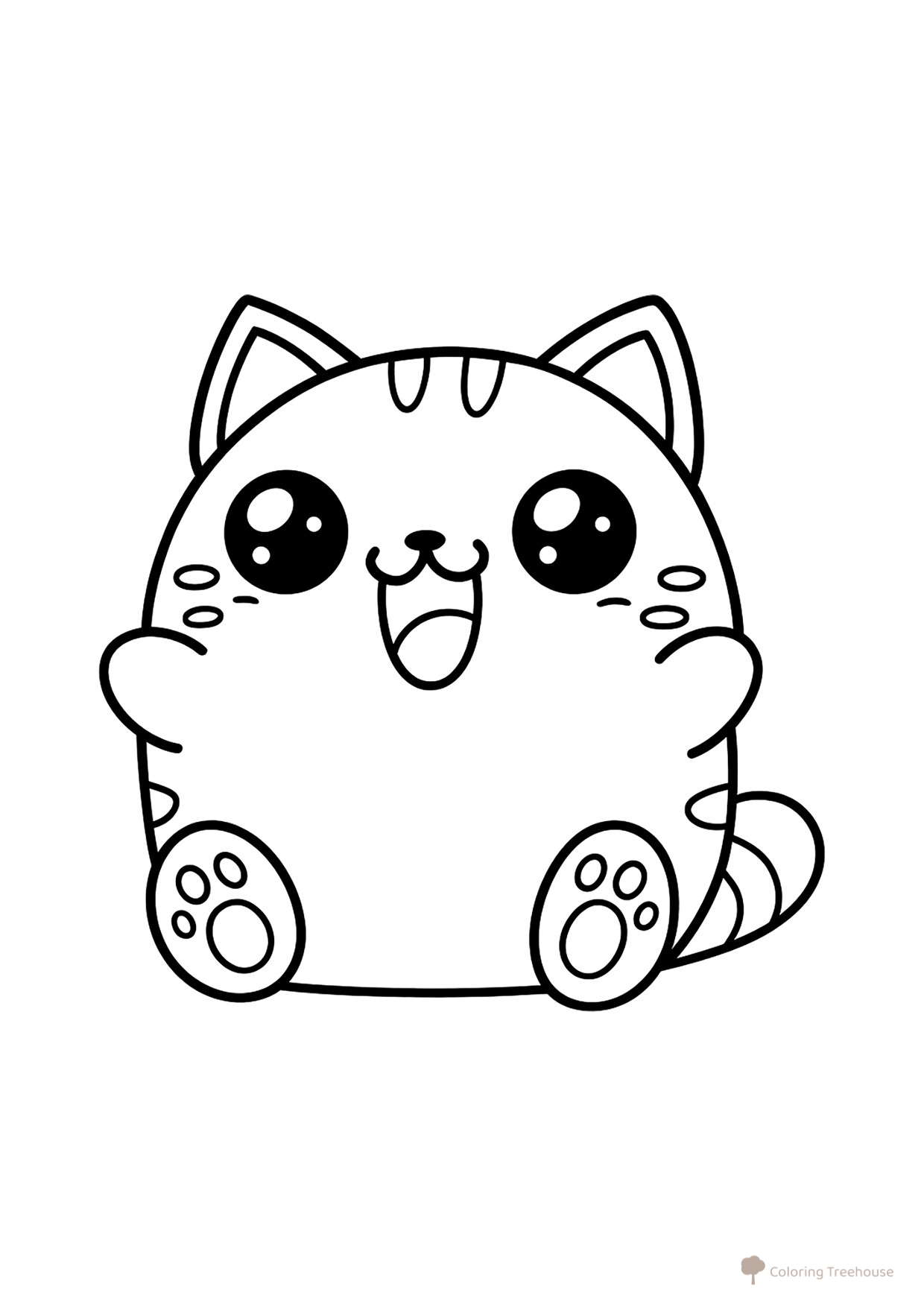 Página para colorear «Pequeño gatito anime» dibujo para colorear gratis de Páginas para colorear de gatos, gatas y gatitos