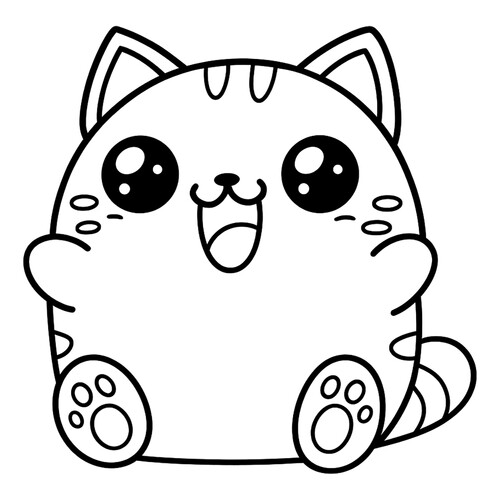 Página para colorear «Pequeño gatito anime» dibujo para colorear gratis de Páginas para colorear de gatos, gatas y gatitos