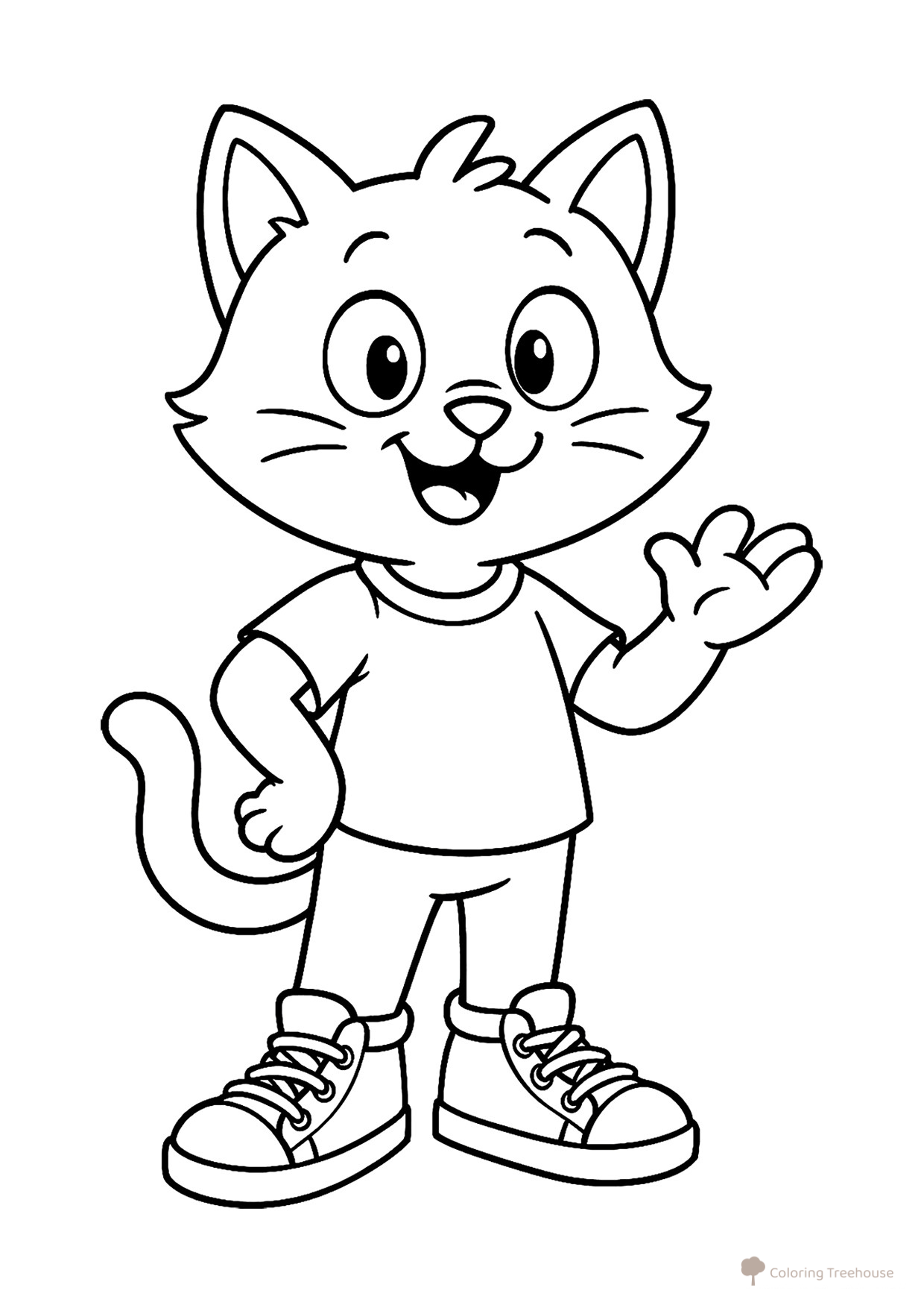 Cartoon Cat in Sneakers Coloring Page free printable Cat and Kitten Coloring Pages coloring page