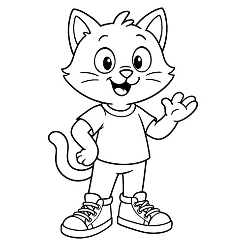 Cartoon Cat in Sneakers Coloring Page free printable Cat and Kitten Coloring Pages coloring page