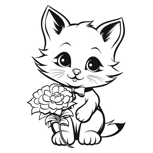 Página para colorear: Postal con gatito dibujo para colorear gratis de Páginas para colorear de gatos, gatas y gatitos