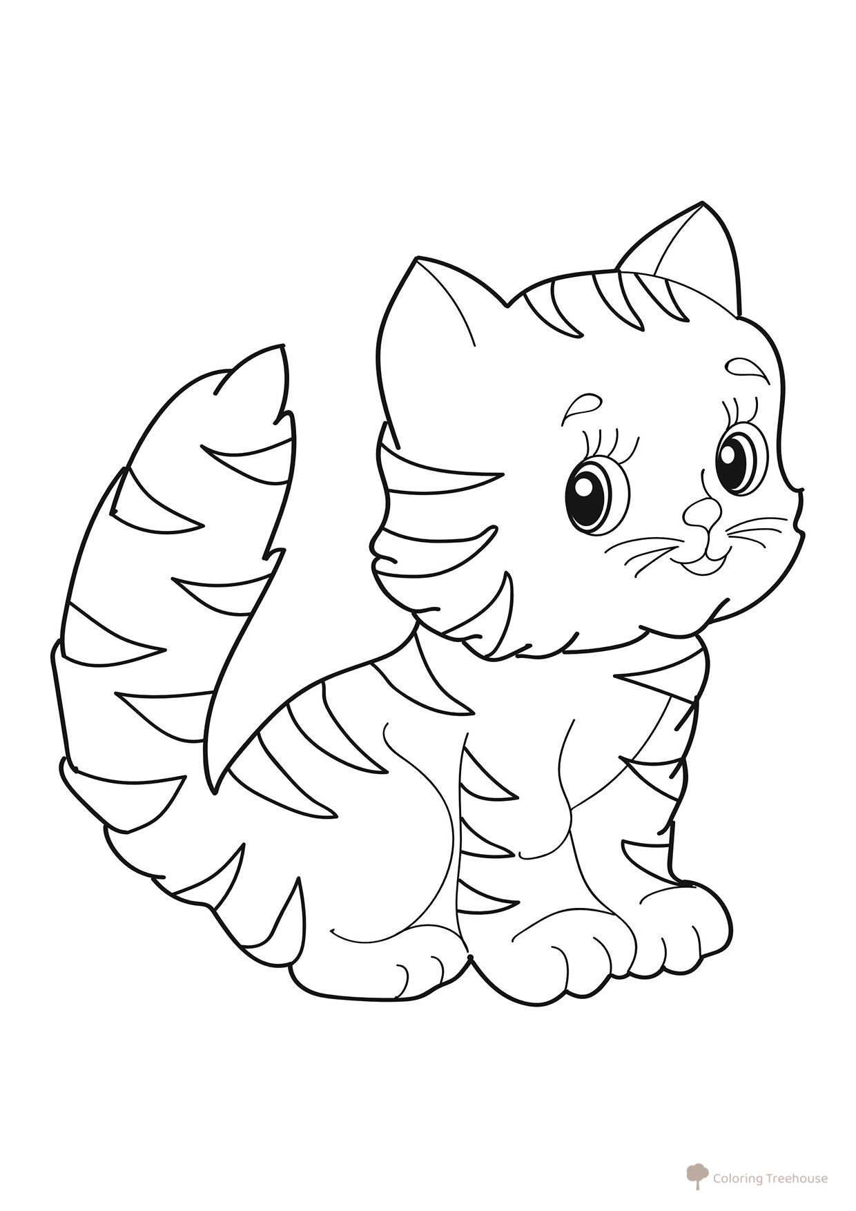 Striped Kitten Coloring Page free printable Cat and Kitten Coloring Pages coloring page