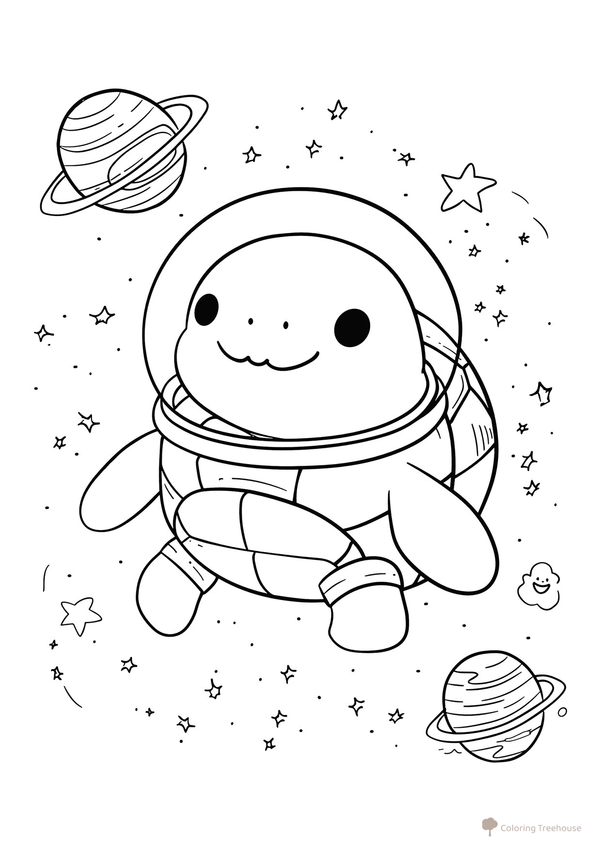 Turtle in Space Coloring Page free printable Turtle Coloring Pages coloring page