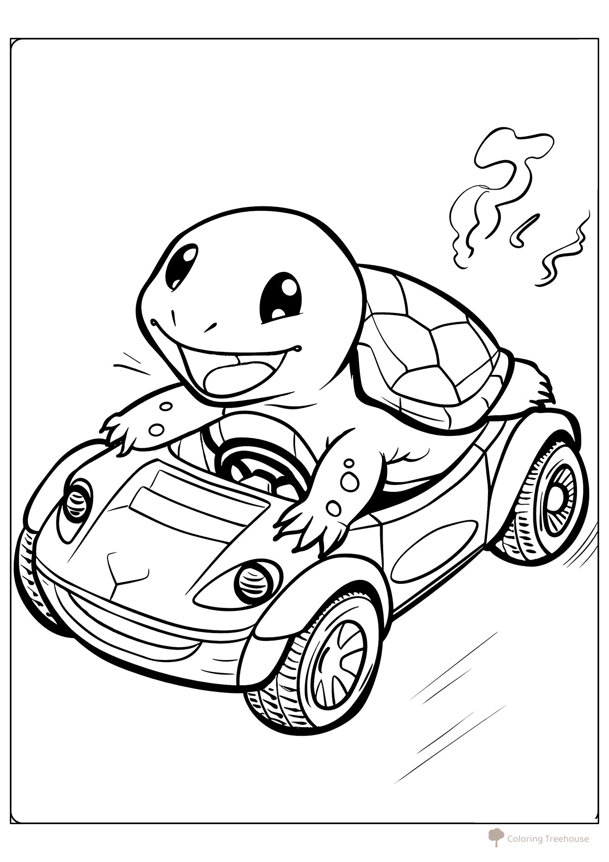 Turtle in a Car Coloring Page free printable Turtle Coloring Pages coloring page
