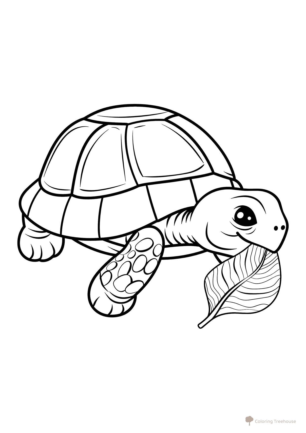 Turtle Chewing a Leaf Coloring Page free printable Turtle Coloring Pages coloring page