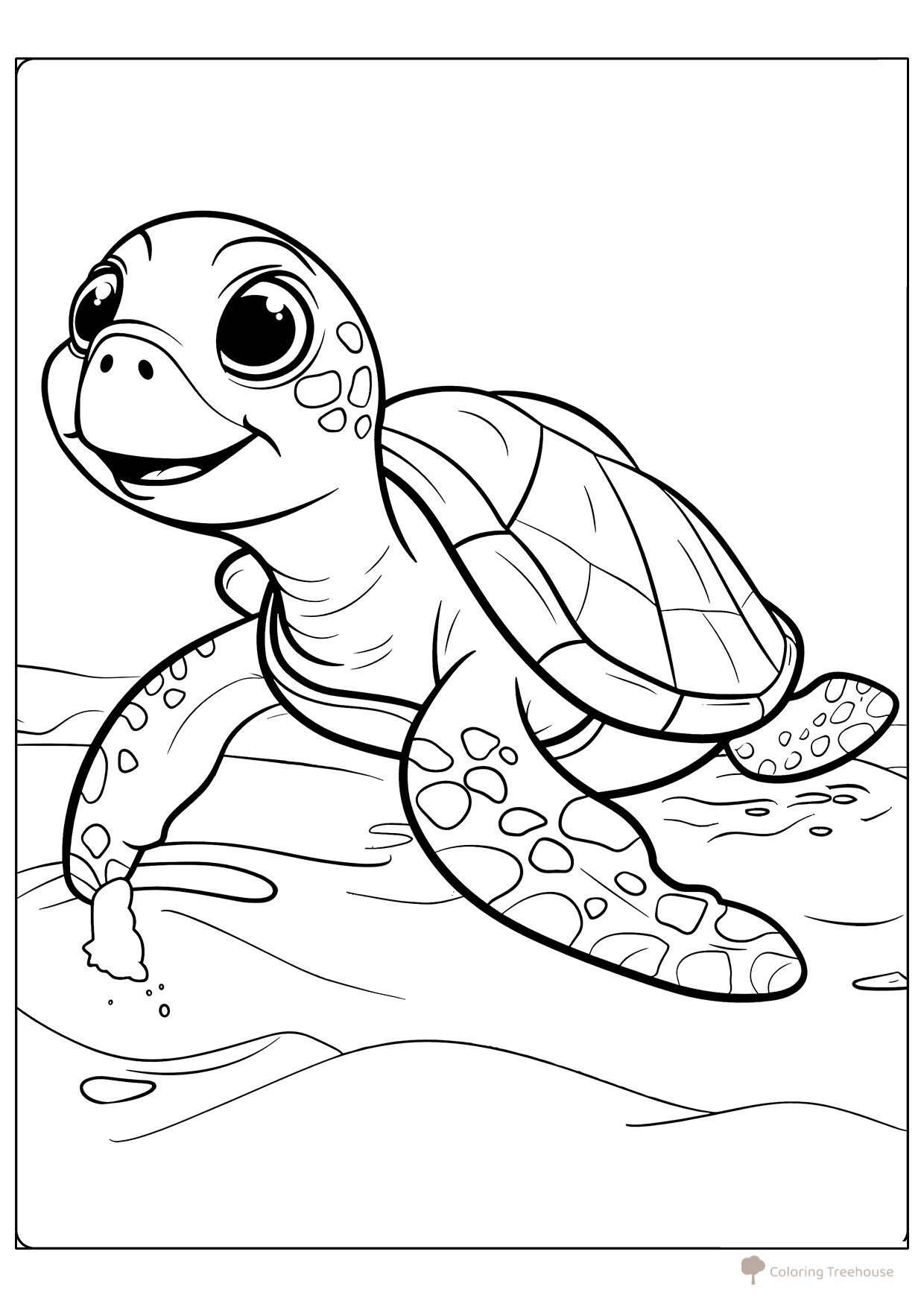 Página para colorear «Tierna tortuga» dibujo para colorear gratis de Páginas para colorear de tortugas