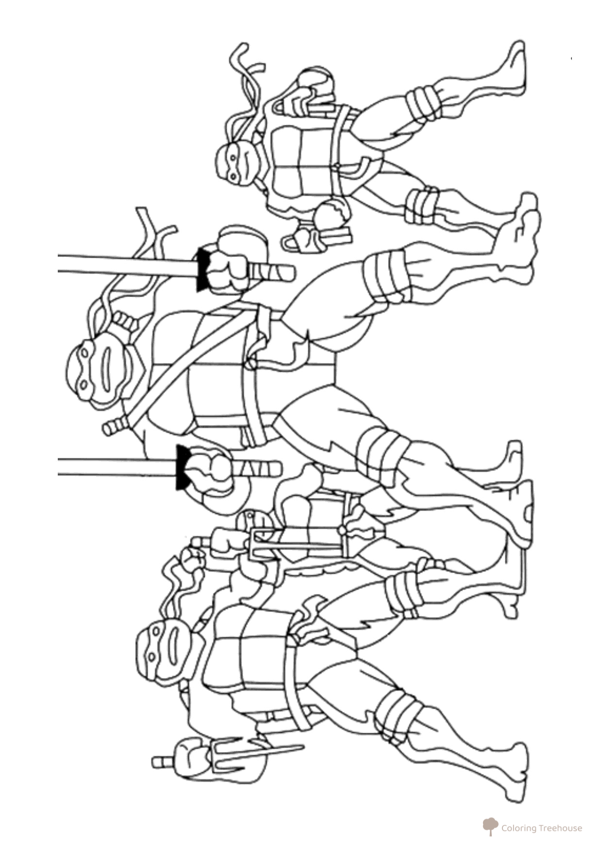 Página para colorear: Tortugas reunidas dibujo para colorear gratis de Teenage Mutant Ninja Turtles Coloring Pages