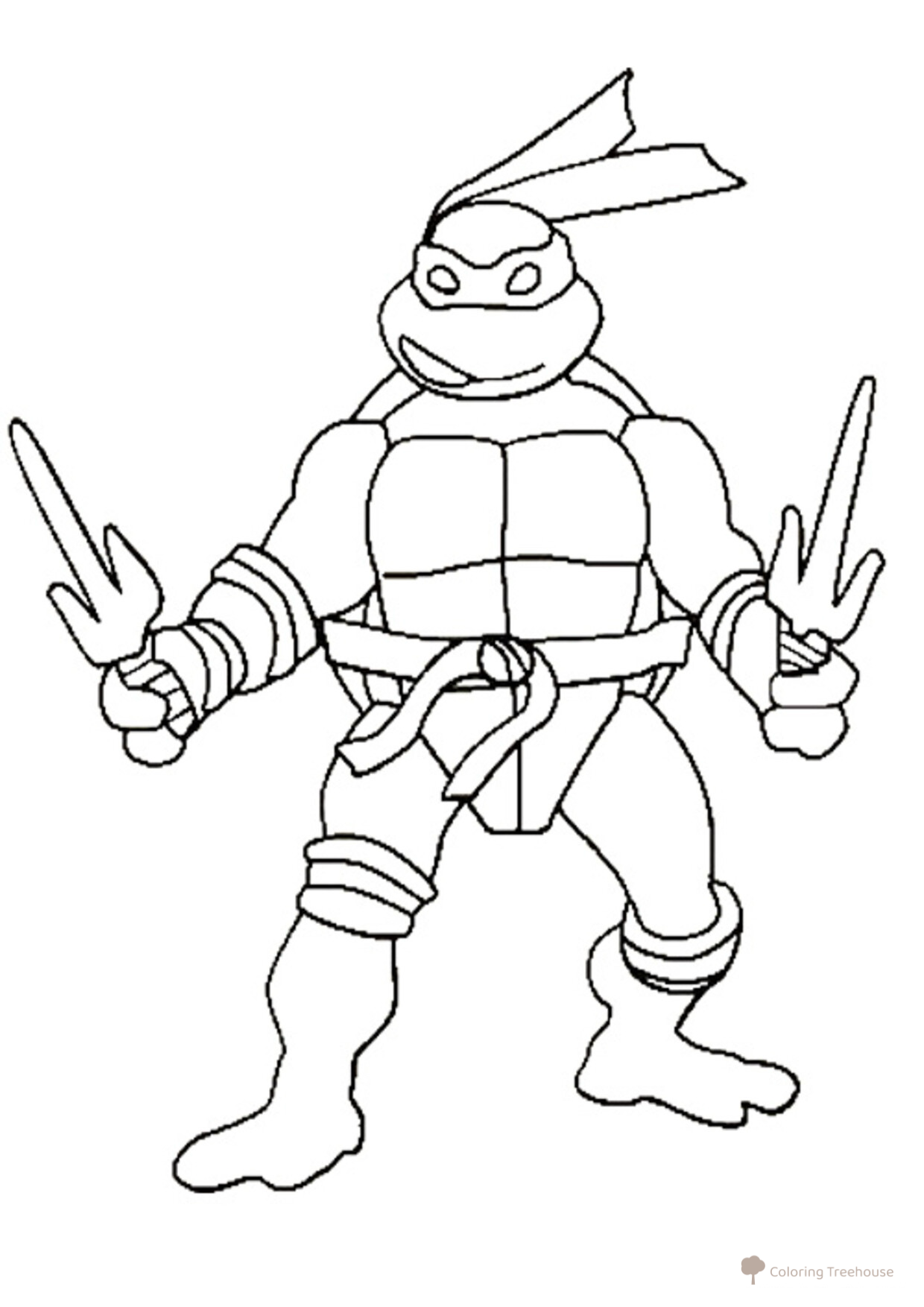 Raphael Coloring Page — Fighting Stance free printable Teenage Mutant Ninja Turtles Coloring Pages coloring page