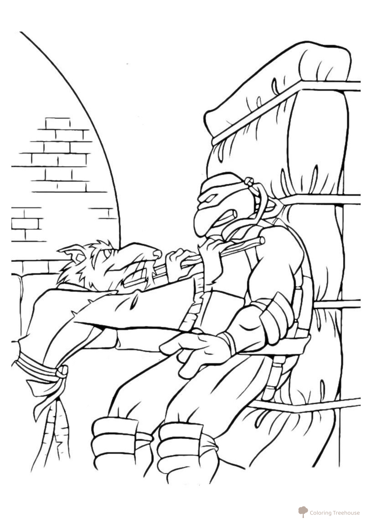 Página para colorear: Splinter da una lección dibujo para colorear gratis de Teenage Mutant Ninja Turtles Coloring Pages