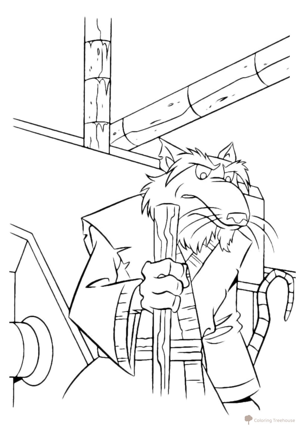 Splinter with a Staff Coloring Page free printable Teenage Mutant Ninja Turtles Coloring Pages coloring page